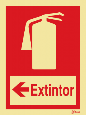 Sinalética Extintor com Texto e Seta para a Esquerda - I0012