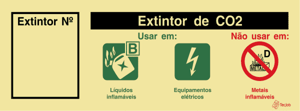 Sinalética de Agente Extintor CO2 com nº - I0150