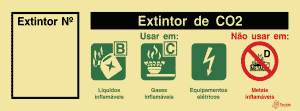 Sinalética de Agente Extintor CO2 com nº - I0160