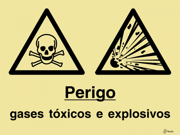 Sinalética Perigo Gases Tóxicos e Explosivos - OB0260