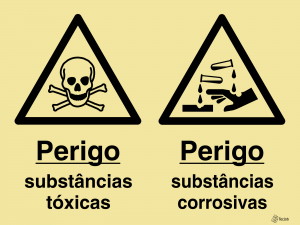 Sinalética Perigo Substâncias Tóxicas e Substâncias Corrosivas - OB0261
