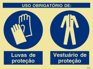 Sinalética Uso Obrigatório de Luvas e Vestuário de Proteção - OB0280