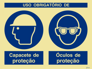 Sinalética Uso Obrigatório de Capacete e Óculos de Proteção - OB0281