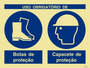 Sinalética Uso Obrigatório de Botas e Capacete de Proteção - OB0286