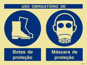Sinalética Uso Obrigatório de Botas e Máscara de Proteção - OB0290