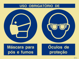 Sinalética Uso Obrigatório de Máscara e Óculos de Proteção - OB0291