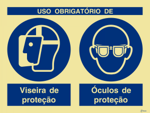 Sinalética Uso Obrigatório de Viseira e Óculos de Proteção - OB0292
