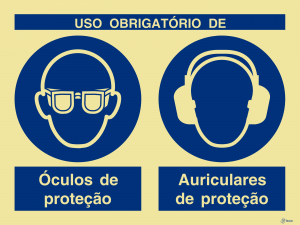 Sinalética Uso Obrigatório de Óculos e Auriculares de Proteção - OB0293