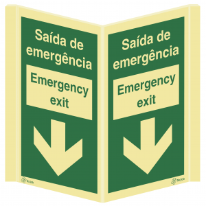 Sinalética Panorâmica Saída de Emergência Emergency Exit em Texto - PA0021
