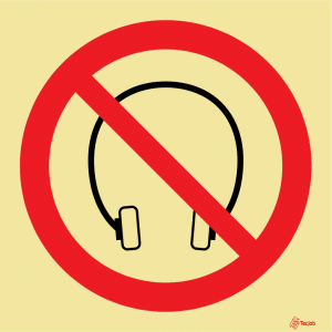 Sinalética Proibido Usar Headphones Quadrada - PR0010