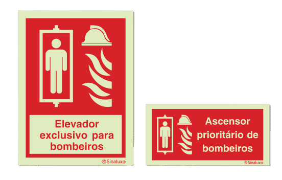 sinaletica ascensor para uso dos bombeiros em caso de incendio