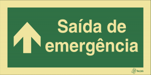 Sinalética Saída de Emergência em Texto (Seta para Cima) - E0026