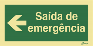 Sinalética Saída de Emergência em Texto (Seta para Esquerda) - E0027