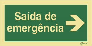 Sinalética Saída de Emergência em Texto (Seta para Direita) - E0028