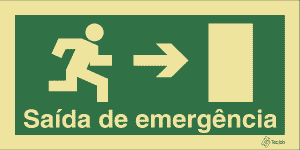 Sinalética Saída de Emergência Texto e Desenho (Seta para Direita) - E0030