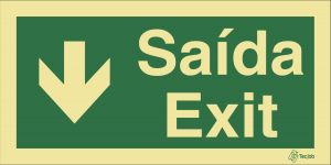 Sinalética Saída/ Exit em Texto (Seta para Baixo) - E0040