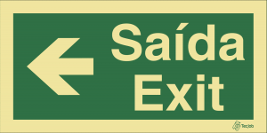 Sinalética Saída/ Exit em Texto (Seta para Esquerda) - E0042
