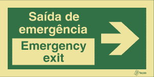 Sinalética Saída de Emergência/Emergency Exit em Texto (Seta para Direita) - E0047