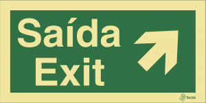 Sinalética Saída/Exit em Texto (Seta Diagonal Direita para Cima) - E0050