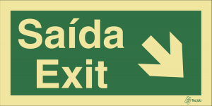Sinalética Saída/Exit em Texto (Seta Diagonal Direita para Baixo) - E0051