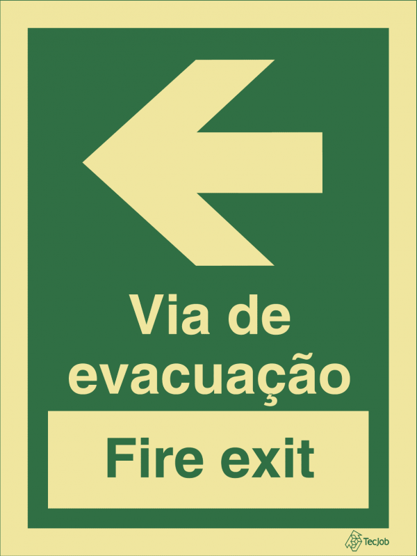 Sinalética Via de Evacuação/ Fire Exit à Esquerda - E0072