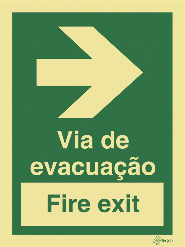 Sinalética Via de Evacuação/ Fire Exit à Direita - E0073