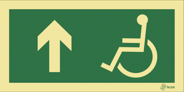 Sinalética de Saída para pessoas com deficiência ou mobilidade condicionada (Seta para Cima) - E0107