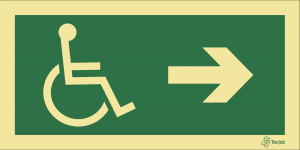 Sinalética de Saída para pessoas com deficiência ou mobilidade condicionada (Seta para Direita) - E0109