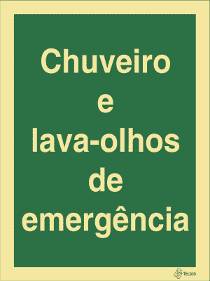 Sinalética Chuveiro e Lava-Olhos de Emergência em Texto - E0280