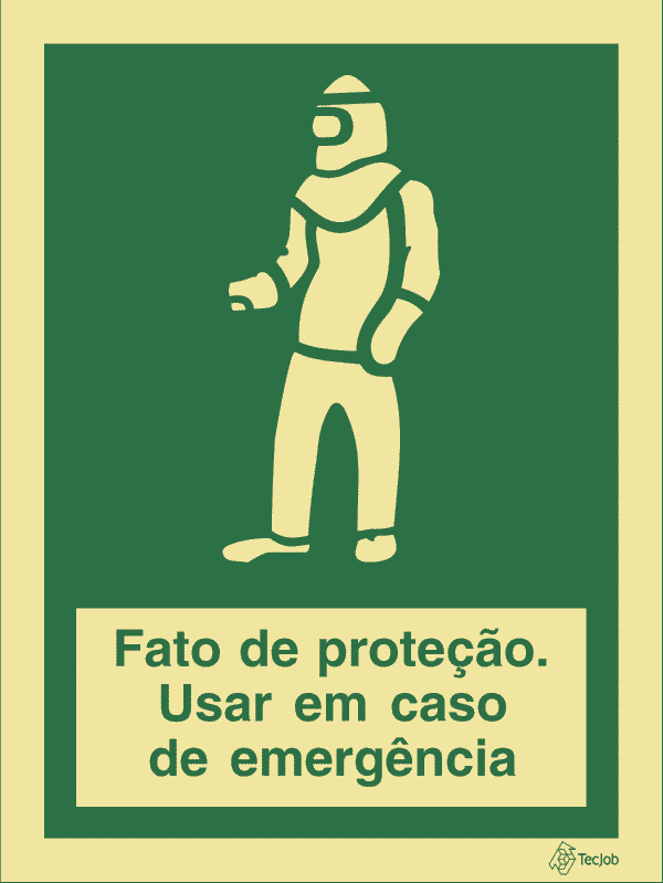 Sinalética de Fato de Proteção. Usar em Caso de Emergência - E0290