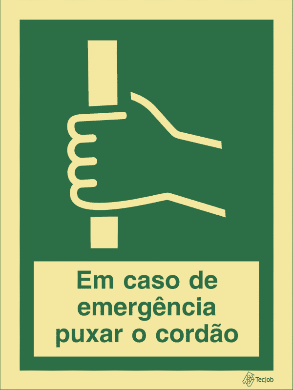 Sinalética Em Caso de Emergência Puxar o Cordão - E0305