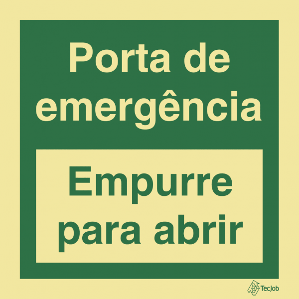 Sinalética Porta de Emergência Empurre para Abrir - E0401