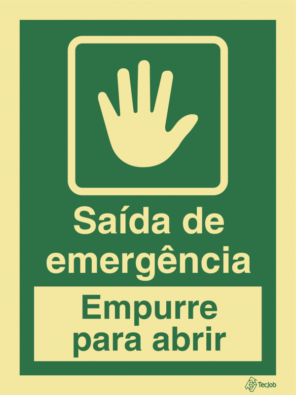 Sinalética Saída de Emergência Empurre Para Abrir - E0430