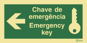 Sinalética Chave de Emergência/ Emergency Key Seta à Esquerda - E0513