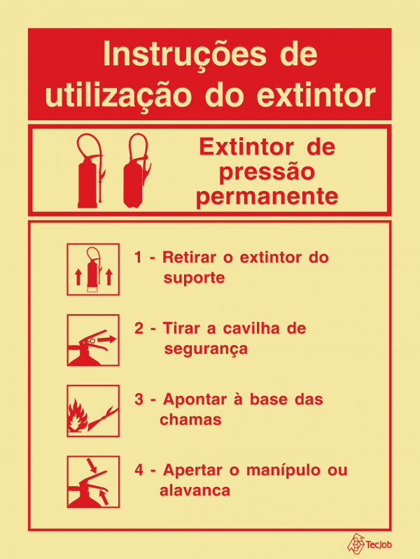 Sinalética Instruções de Utilização de Extintor de Pressão Permanente - I0082