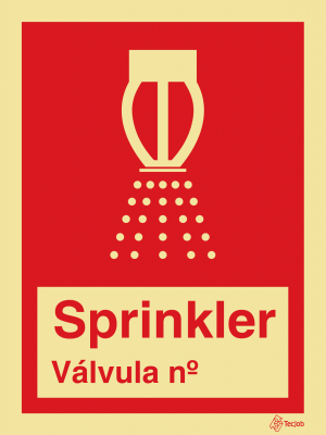 Sinalética Sprinkler Válvula nº - I0238