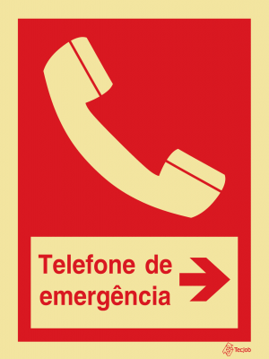 Sinalética Telefone de Emergência à Direita - I0275