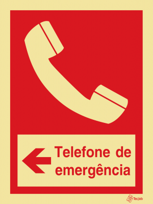 Sinalética Telefone de Emergência à Esquerda - I0276