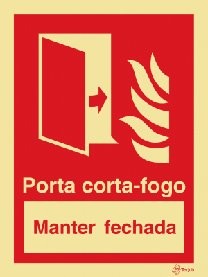 Sinalética Porta Corta-Fogo Manter Fechada - I0326