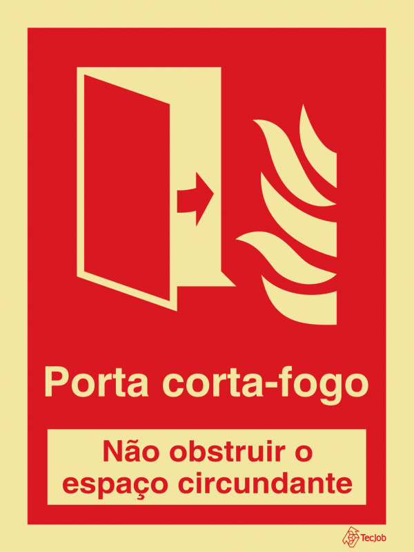 Sinalética Porta Corta-Fogo Não Obstruir o Espaço Circundante - I0327