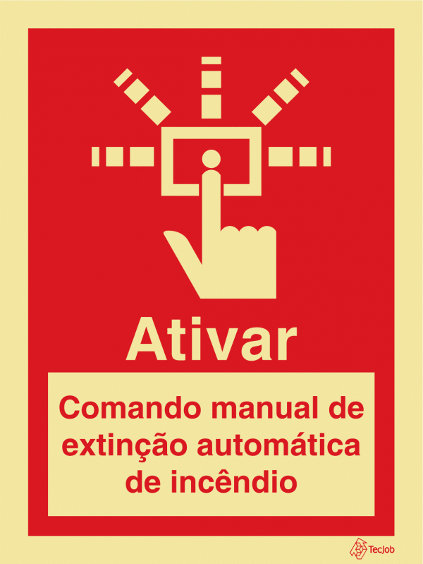 Sinalética Ativar Comando Manual de Extinção Automática de Incêndio - I0335