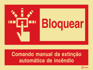 Sinalética Bloquear Comando Manual da Extinção Automática de Incêndio - I0341