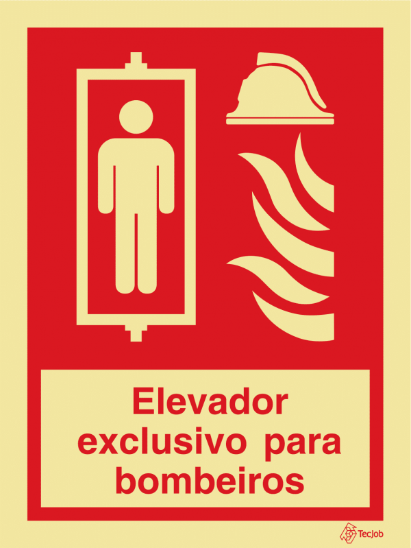 Sinalética Elevador Exclusivo para Bombeiros - I0375