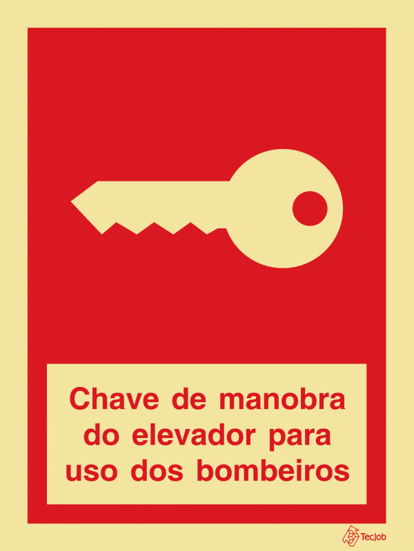 Sinalética Chave de Manobra do Elevador para Uso dos Bombeiros - I0378