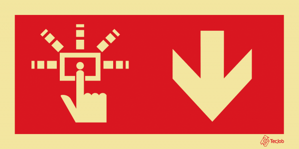 Sinalética Botão de Alarme com Seta para Baixo - I0456