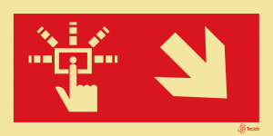 Sinalética Botão de Alarme com Seta Diagonal Direita - I0457