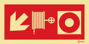 Sinalética Carretel e Botão de Alarme com Seta Diagonal Esquerda - I0470