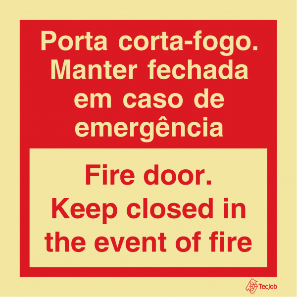 Sinalética Porta Corta Fogo Manter Fechada em Caso de Emergência/ Fire Door Keep Closed in the Event of Fire - I0514