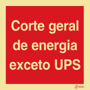 Sinalética Corte Geral de Energia Exceto UPS - I0519