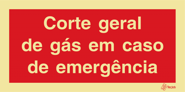 Sinalética Corte Geral de Gás em Caso de Emergência - I0593